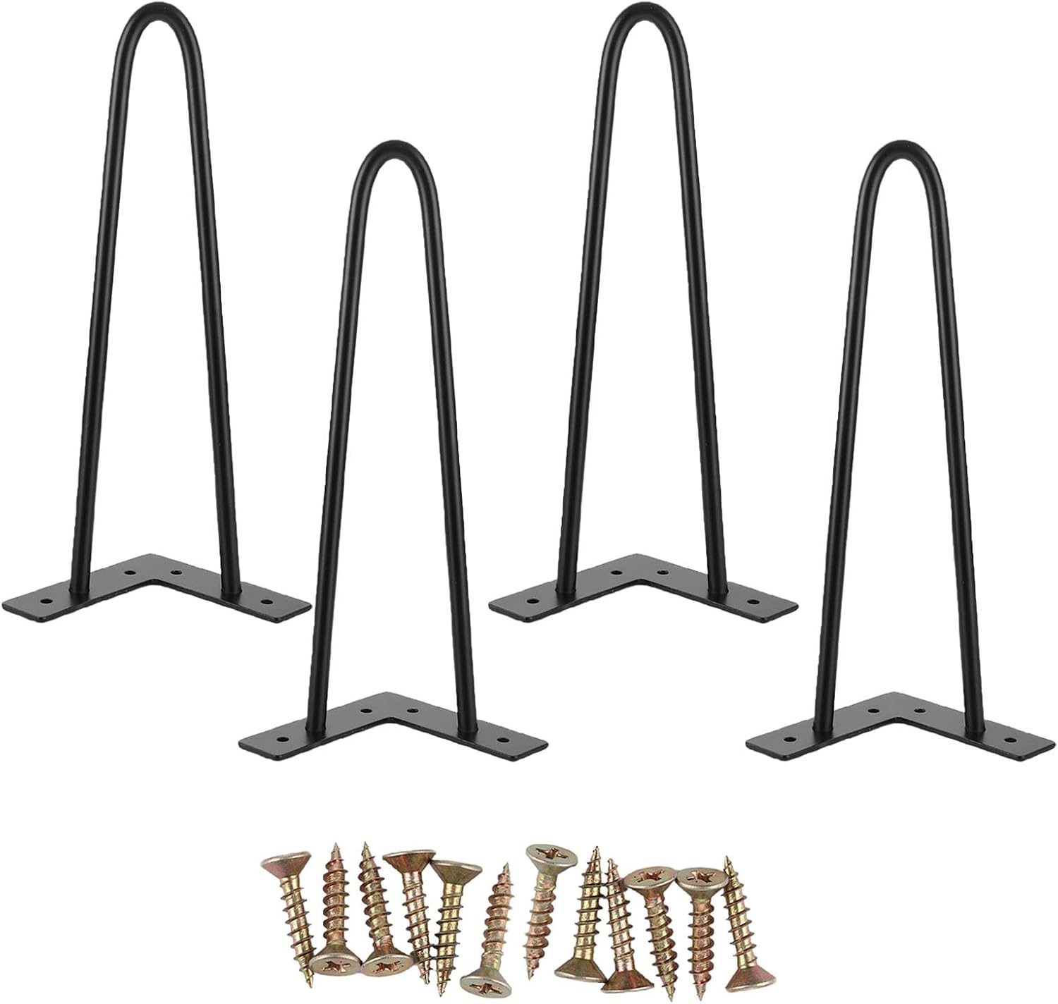 Picioare de masă de cafea metalice, 4 piese, picioare de masă de cafea de 30 cm, picioare tip ac de păr, negre, picioare de mobilă pentru sertare