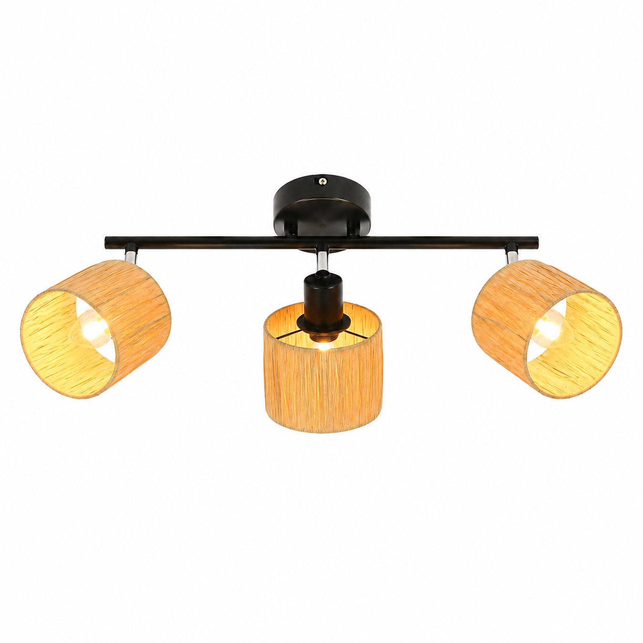 Nettlife Reflektorowa sufitowy 3-punktowy E14, Papierowe Klosze, Czarno-Naturalny, Lampa do Salonu