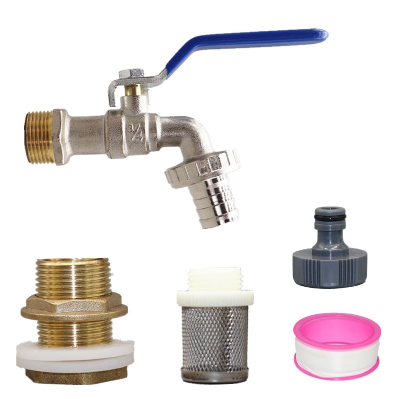 Zawór kulowy 3/4", mosiężny, z podstawą filtra, odpowiedni do pralki, ogrodu, wiadra plastikowego