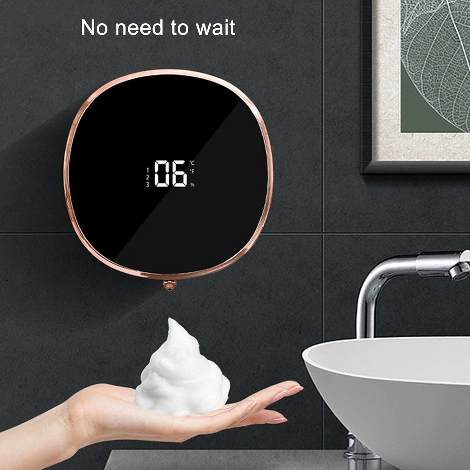 Distributeur automatique de savon mural, rechargeable, sans contact, intelligent, pour salle de bain et cuisine (noir) - 4