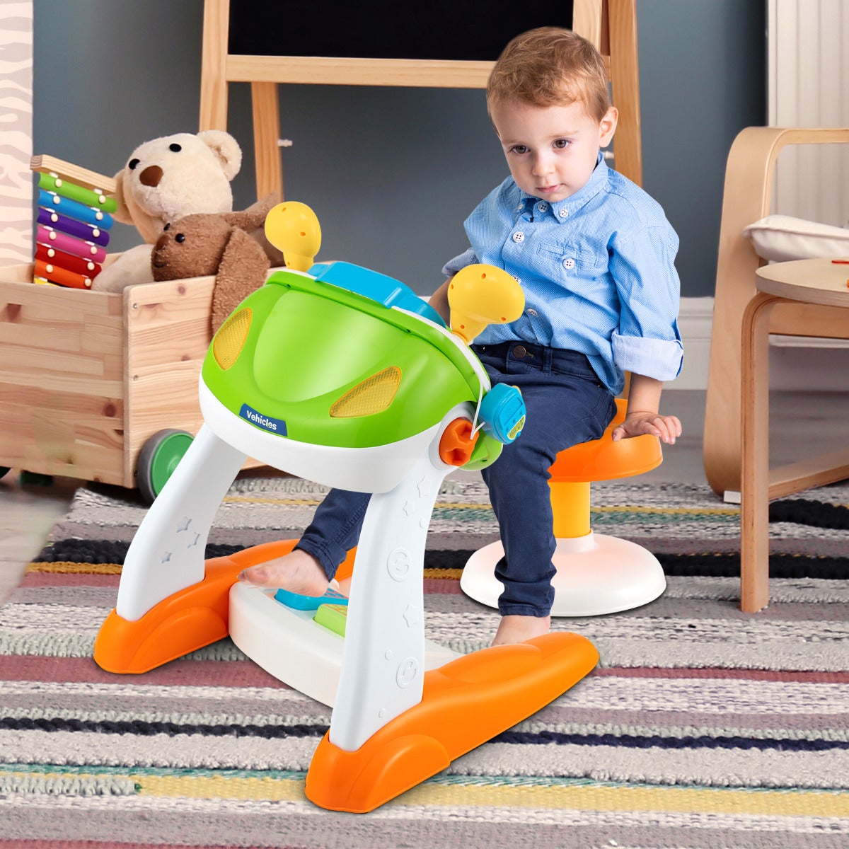 Volant Enfant Simulateur de Conduite Cars, Volant Jouet Multifonctionnel avec Lumière et Musique, pour Les Garçons et Les Filles, Rouge