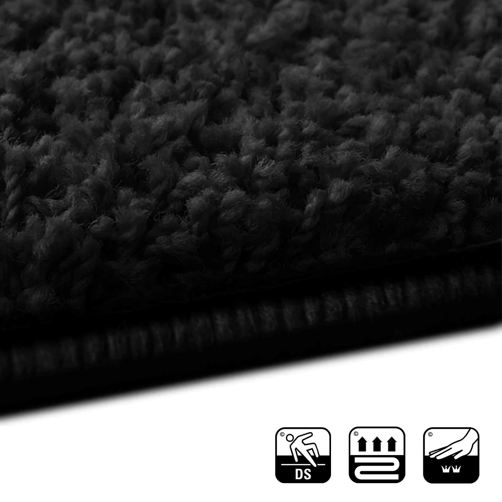 Descente de lit Barcelona Noir 1 tapis 80 x 300 cm + 2 tapis 80 x 150 cm - 2