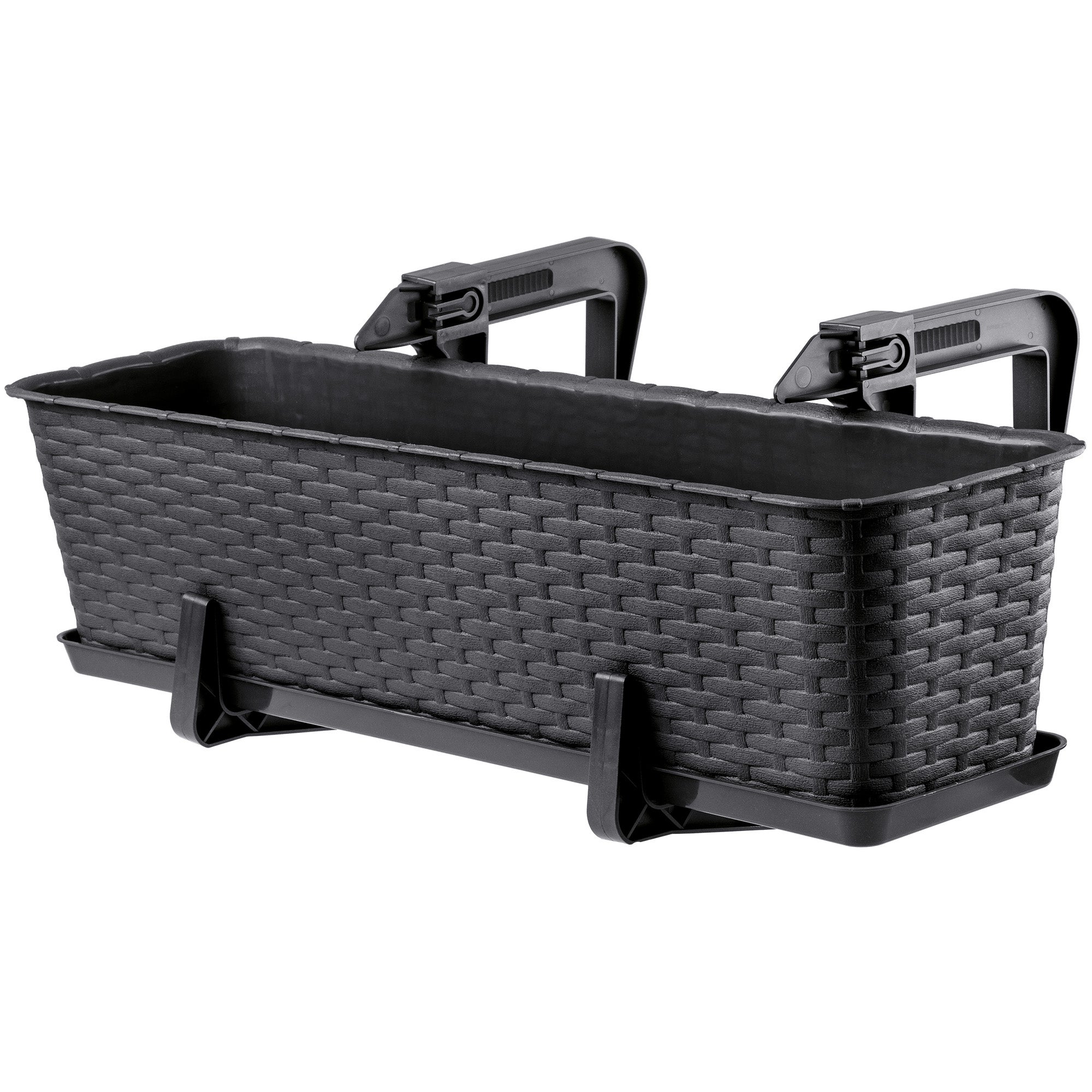 SKRZYNKA BALKONOWA 60 cm DONICZKA DONICA NA KWIATY PODSTAWKA UCHWYTY BALKON