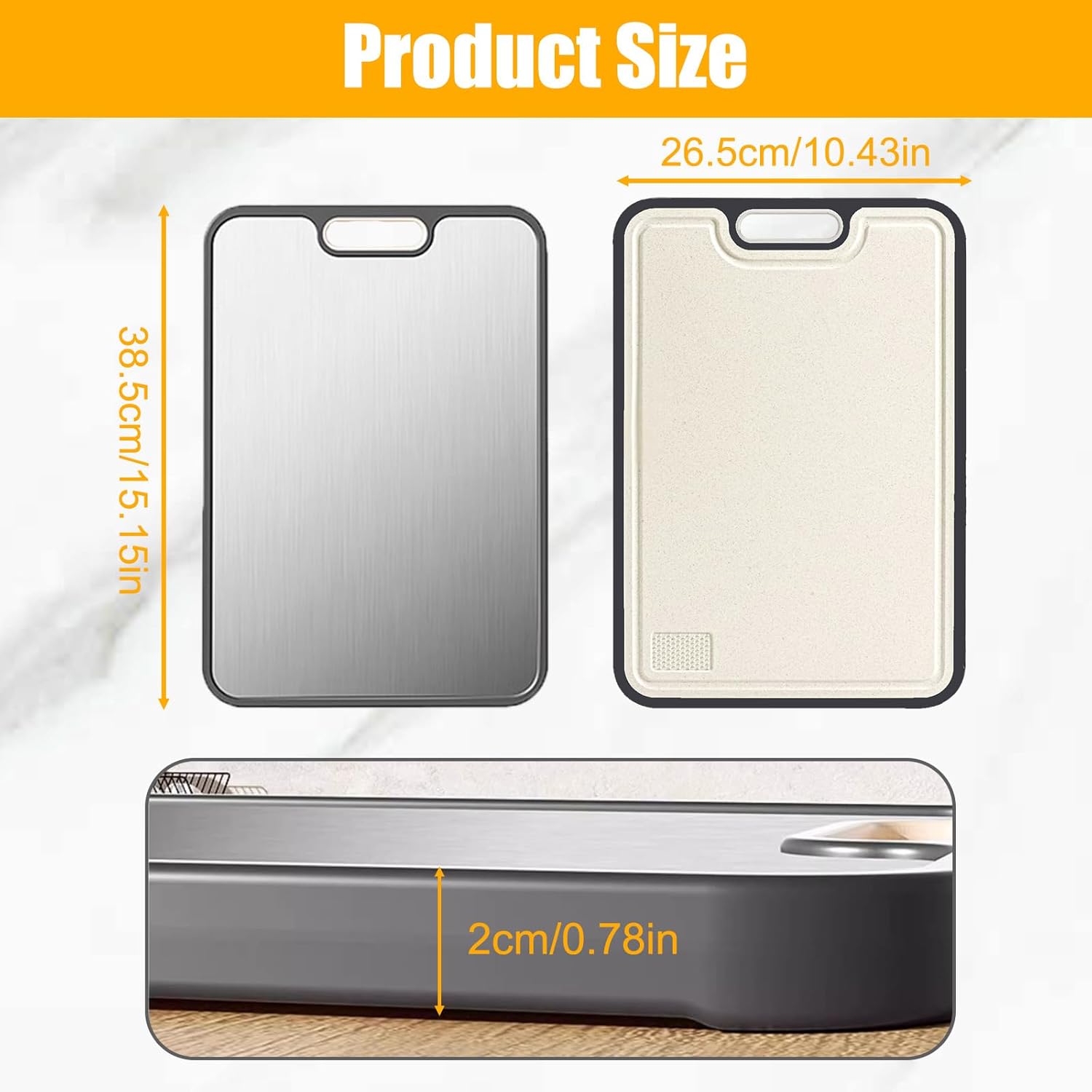 Tabla De Cortar De Acero Inoxidable Doble Cara De 40 Cm | Meses Sin Interés