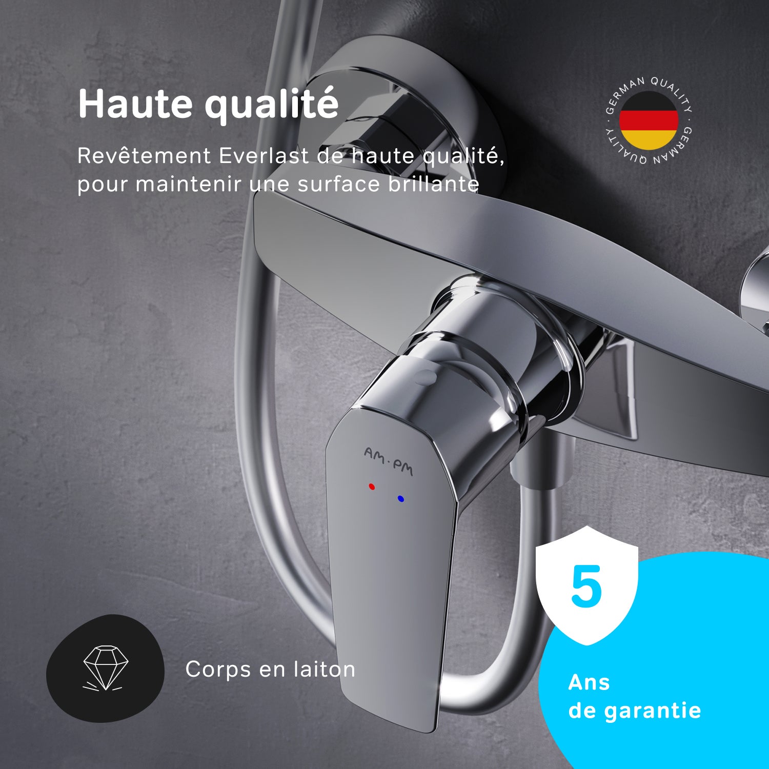 Mitigeur mécanique de douche Robinet de douche Chromé, Gem FGA20000 AM.PM - 3