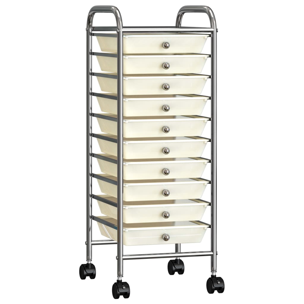 Chariot de rangement mobile à 10 tiroirs Blanc Plastique vidaXL | Leroy ...