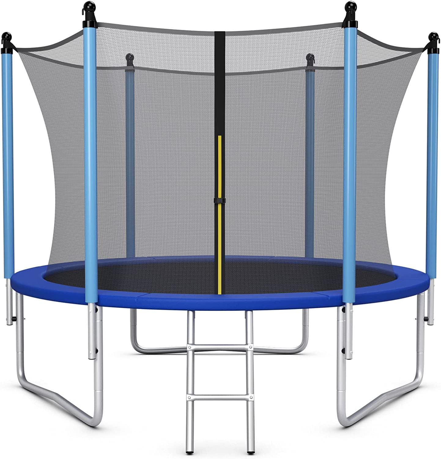 Ø 244 / 305/366 / 427 cm trampolina ogrodowa z drabinką, kompletny zestaw z drabinką, siatką zabezpieczającą i osłoną krawędzi (Ø 244 cm)