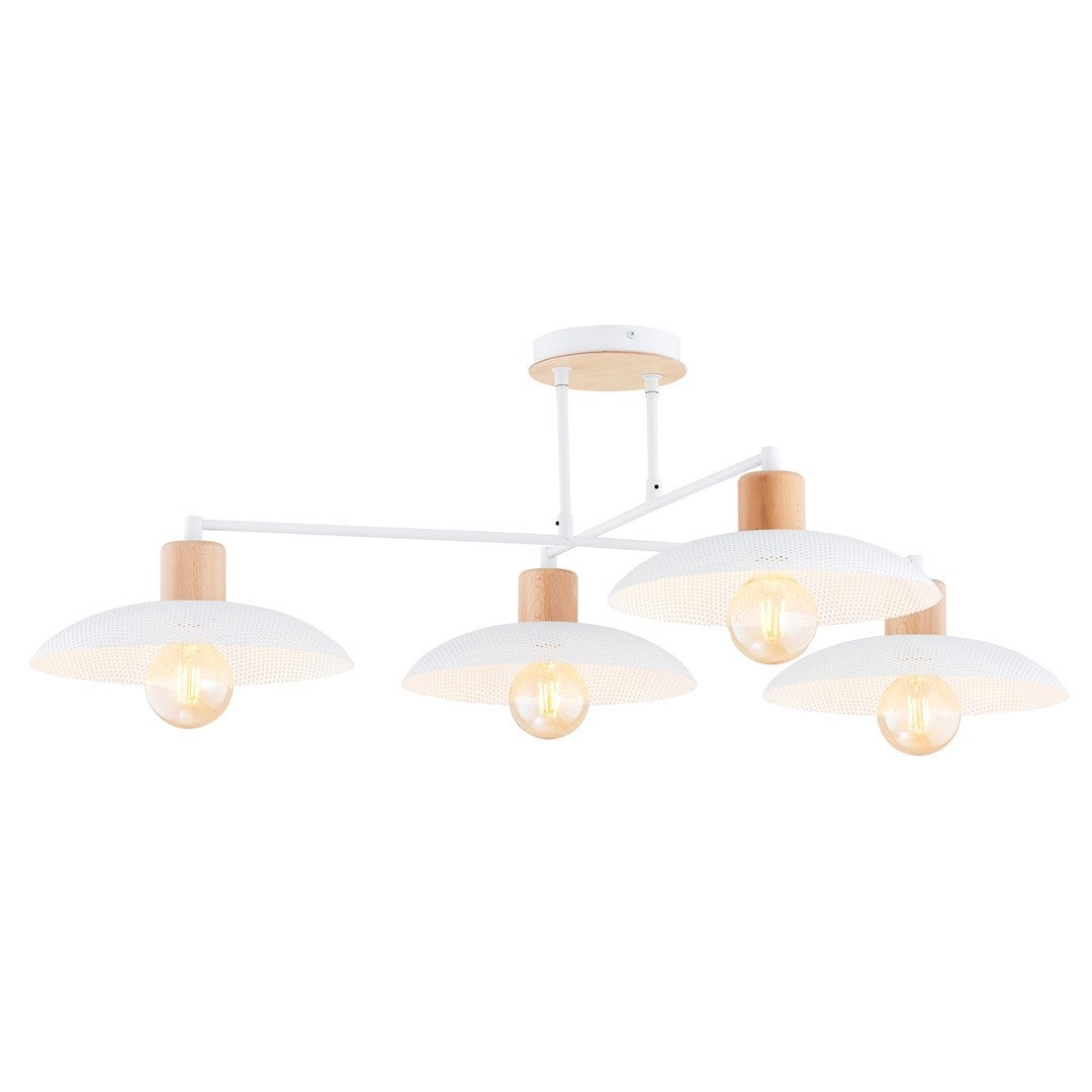 Lampa sufitowa Kobe biała jasne drewno 4xE27x15W wym: 30 x 100 x 100 cm metal Emibig