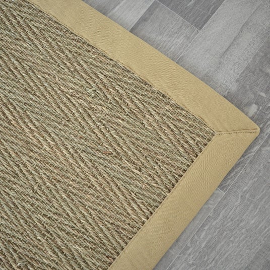 Tapis Jonc de mer - Bihar fin chevron - Ganse coton beige - 200 x 290 cm - 3