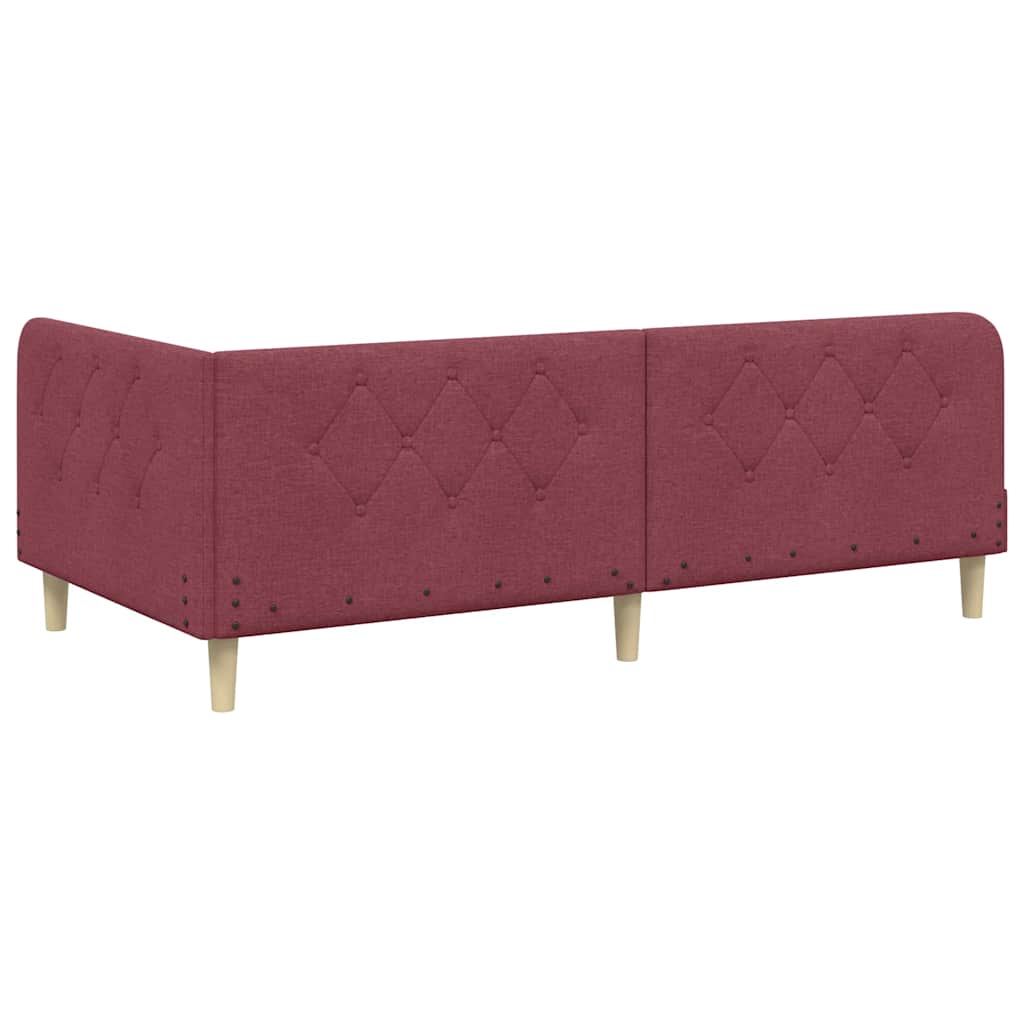 Cadre de lit d’angle bordeaux 90 x 200 cm tissu - 9