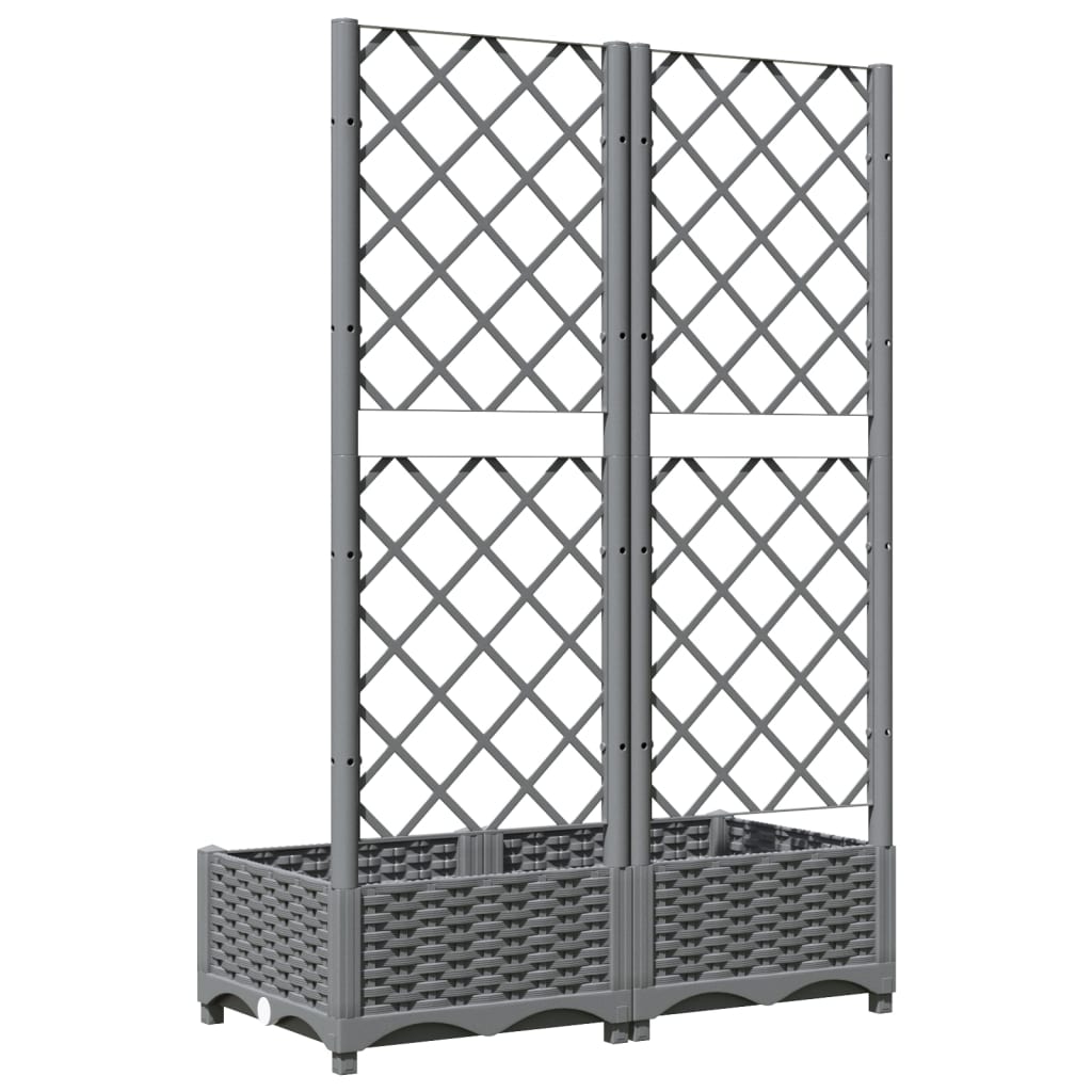 Vaso/floreira jardim c/ treliça 80x40x121,5 cm PP cinza-claro vidaXL - 5