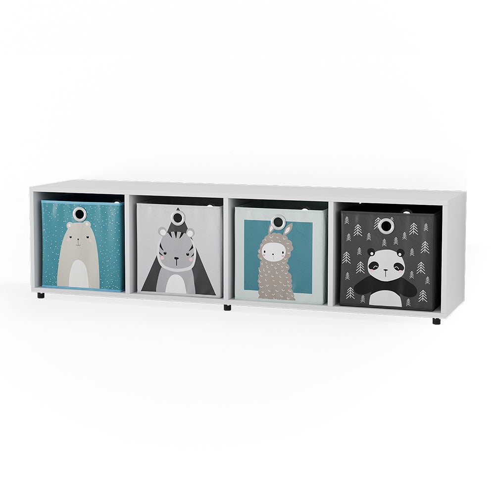 Vicco Półka dla dzieci Ludus, Biały, 142.5 x 36.2 cm z 4 składanymi pojemnikami