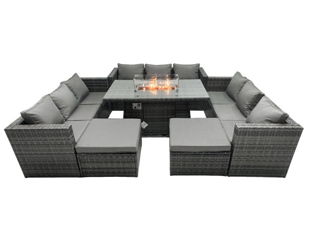 Ensemble Jardin LIFEZEAL Table Et 8 Chaises Rotin PE - Rectangulaire Avec Coussins | Pour Terrasse, Patio