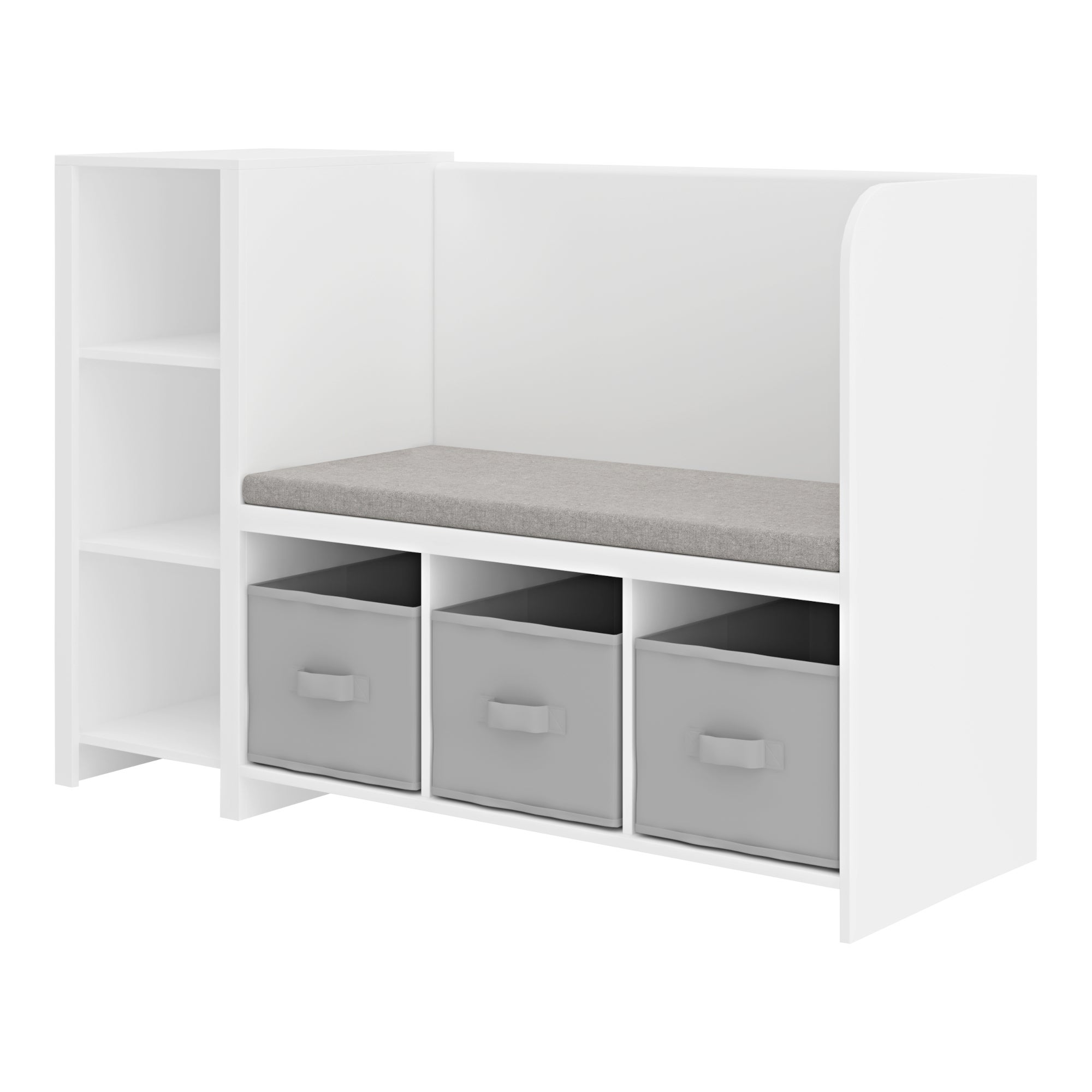 Estante de livros para crianças com banco Høylandet 76x112x40 cm - Branco/Cinza [pt.home]. - 4
