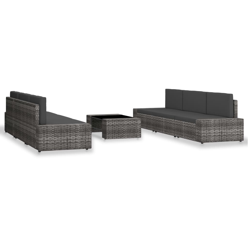 Maison Exclusive - Set Divani da Giardino 7 pz in Polyrattan Grigio - 2