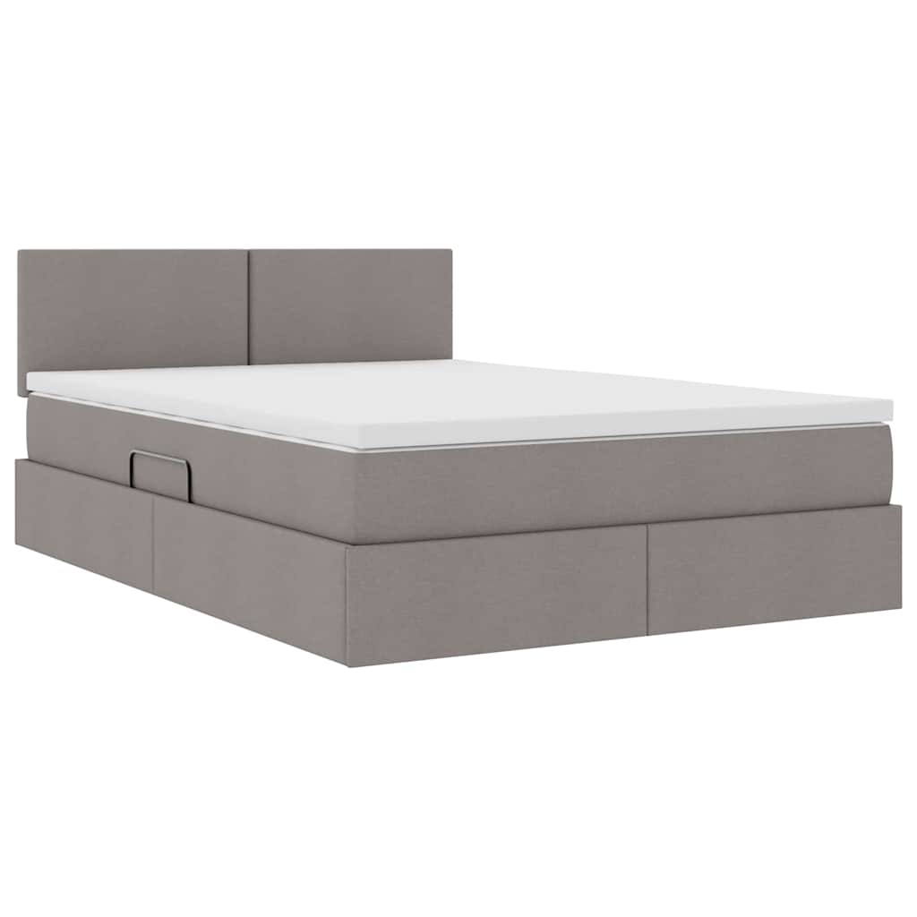 Lit avec rangement et matelas taupe 140 x 200 cm velours - 5