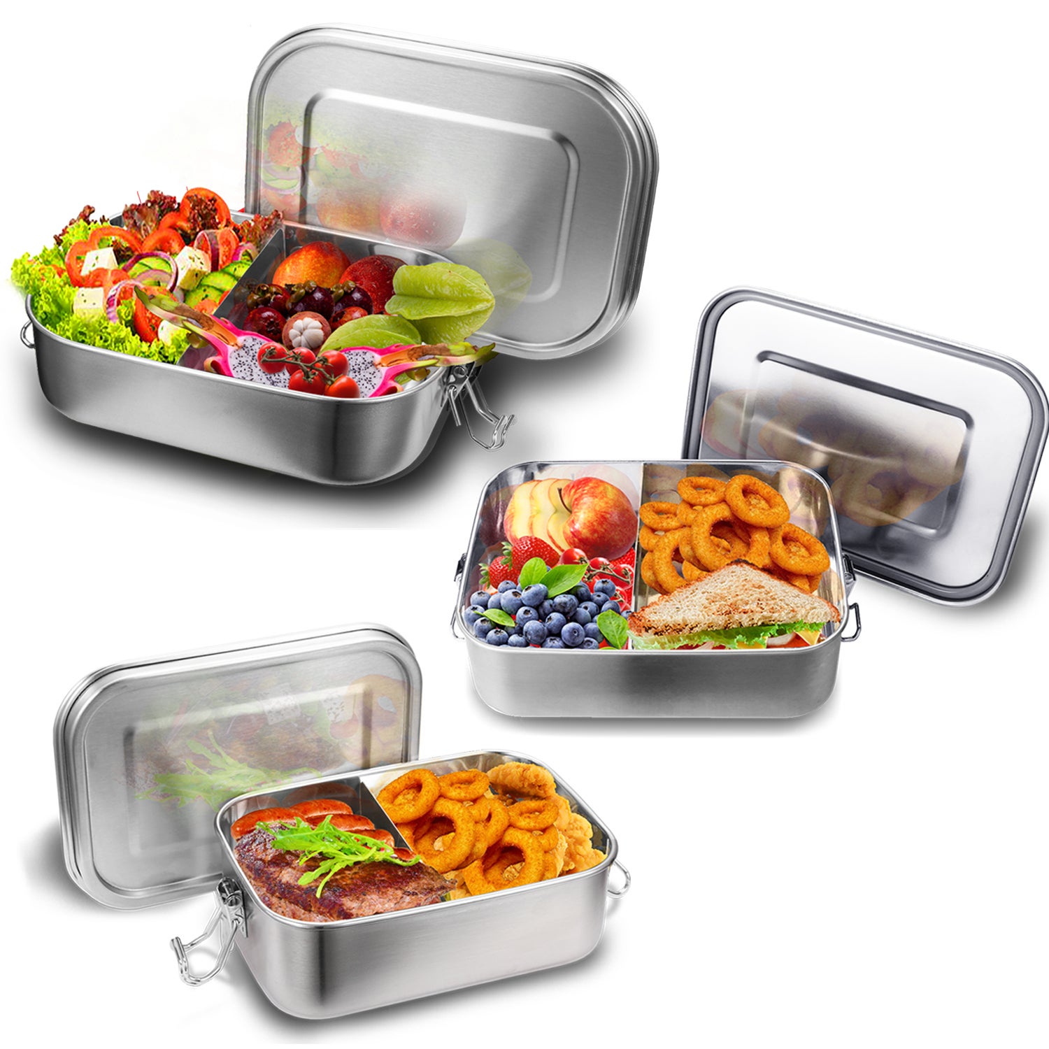 Lunch Box In Acciaio Inox 1000ml Con Divisorio - Bento Box Per Adulti, Lavabile In Lavastoviglie - 5