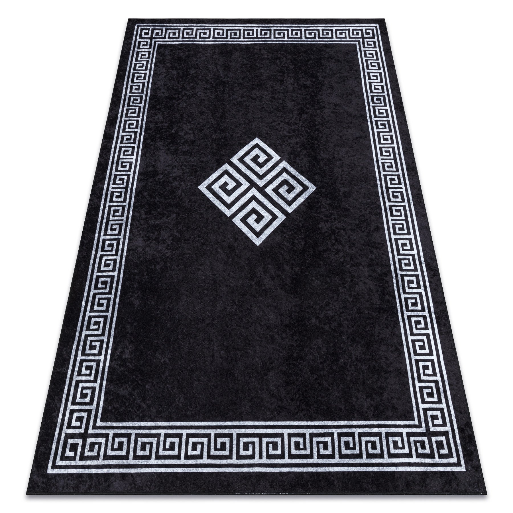Dywan do prania MIRO 52071.804 Ramka, grecki antypoślizgowy - czarny / biały 160x220 cm