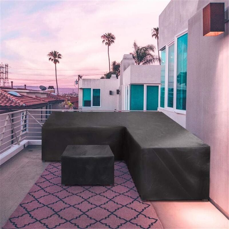 Housse salon de jardin　Housse de mobilier de Jardin en L, Housse de Protection étanche pour canapé d'angle Tissu Couvercle de Protection（270x270x90cm） - 2