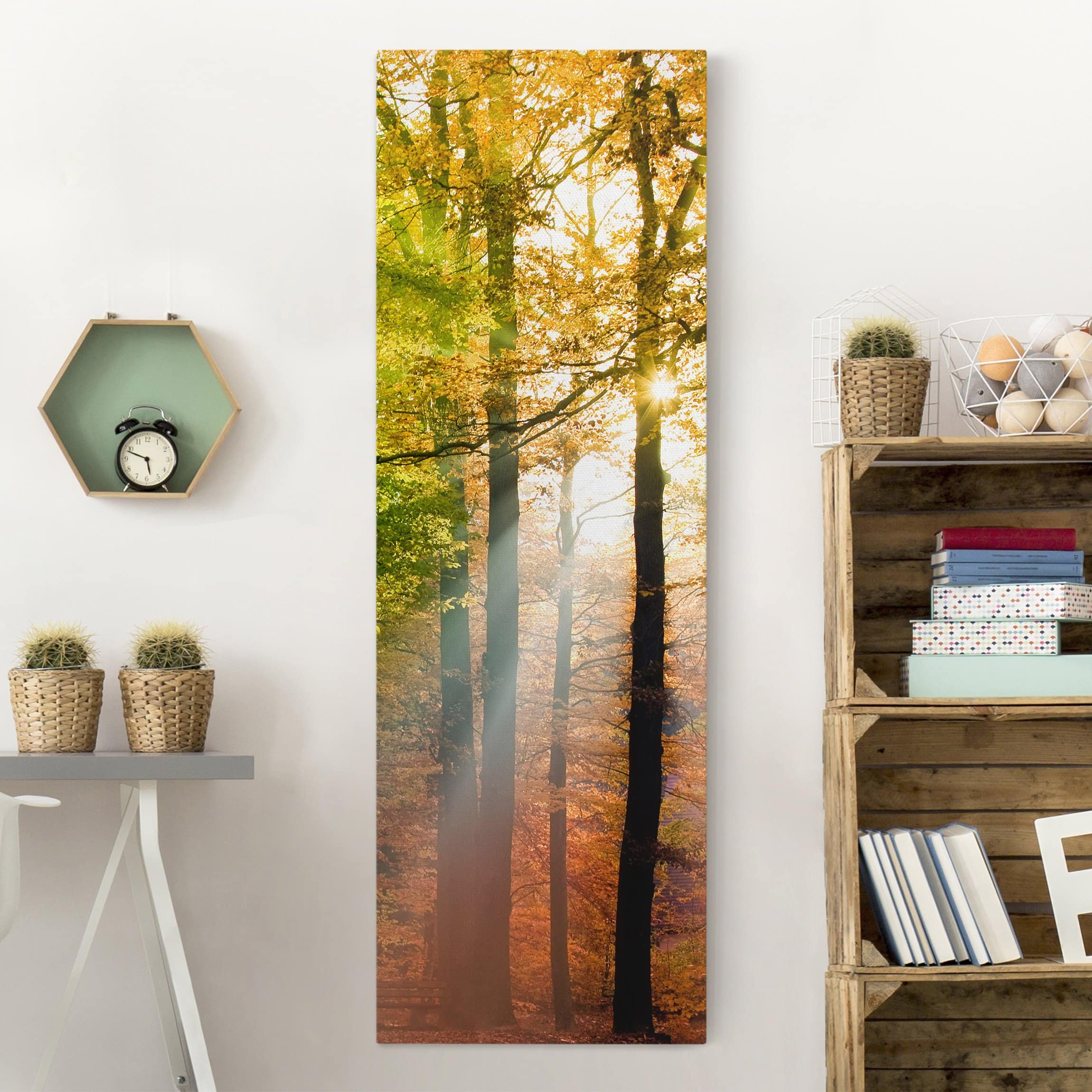 Lienzo cuadro en lienzo bastidor impresion en lienzo naranja paisaje panorama bosque 146 cocina dormitorio salón pasillo 40 x 120 cm