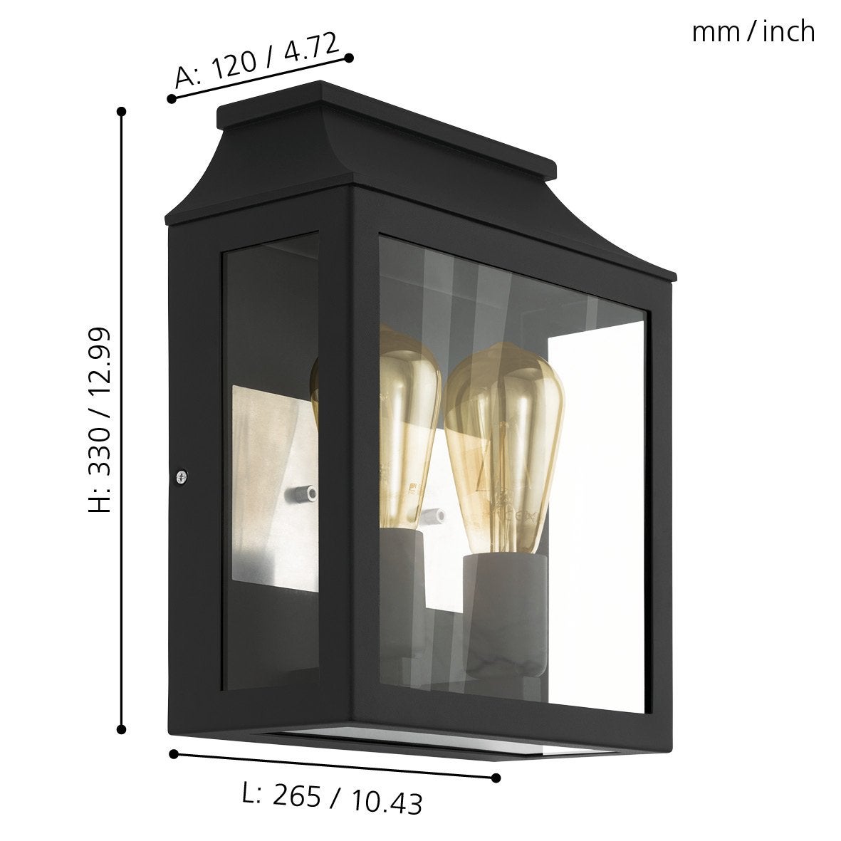 Aplique de pared 2 luces aluminio negro - Eglo Soncino - 4
