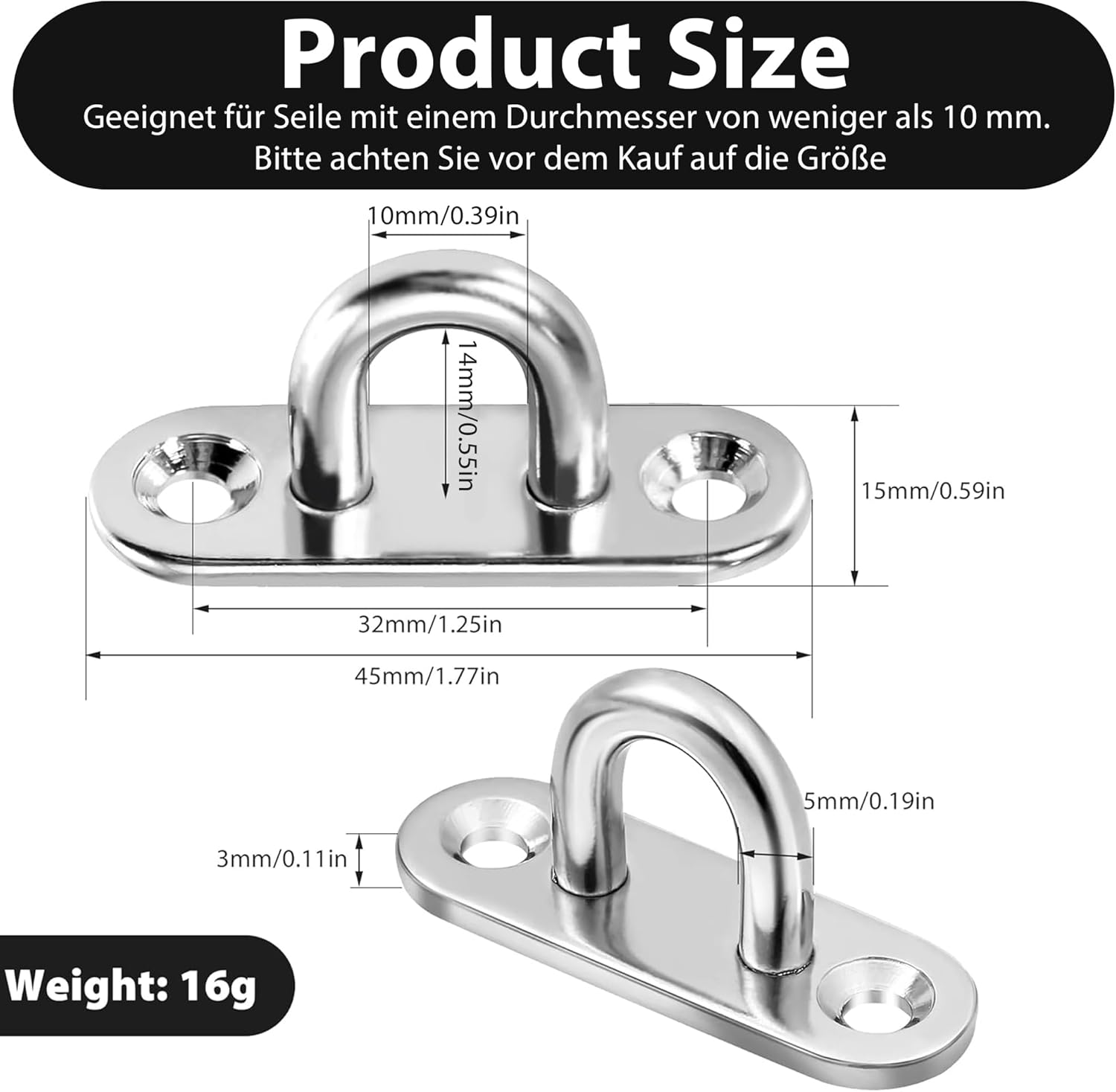 Kit 10 Occhielli In Acciaio Inox 316 Per Barche - Anelli Di Fissaggio Con Viti Per Coperta E Kayak - 5