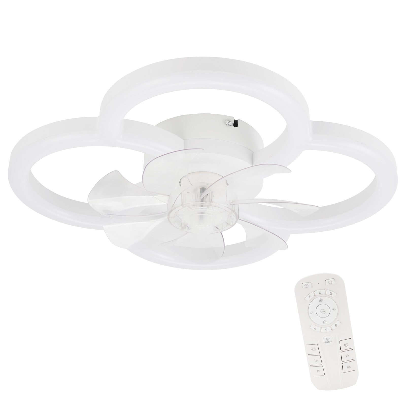 NETTLIFE Wentylator sufitowy LED z cichym oświetleniem i pilotem, ściemnialna lampa sufitowa, 6-stopniowy timer, biały - 9