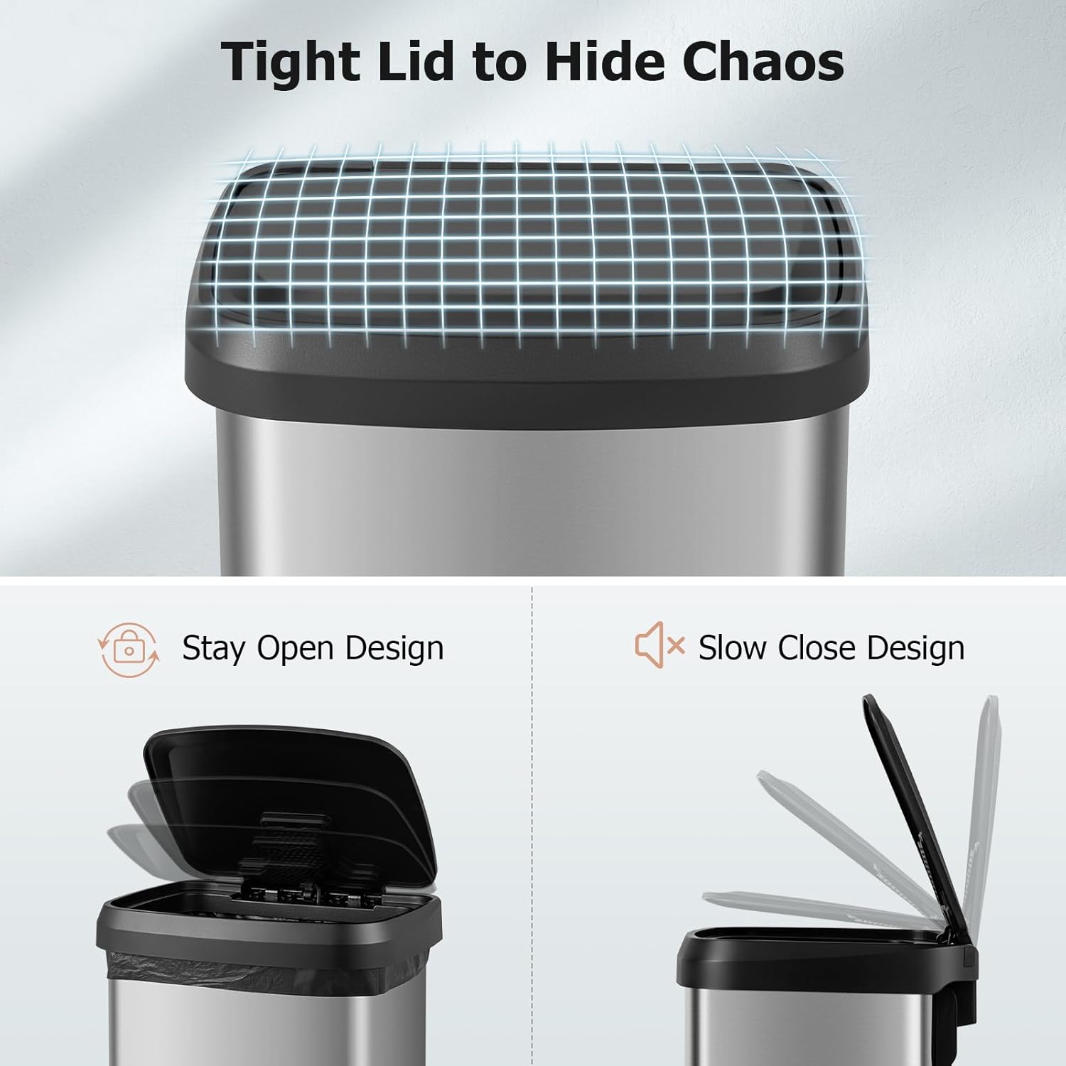 Bidone Per Raccolta Differenziata HOMCOM 45L - 3 Scomparti, Acciaio Inox, Pedale, Nero Per Cucina - Foto 7