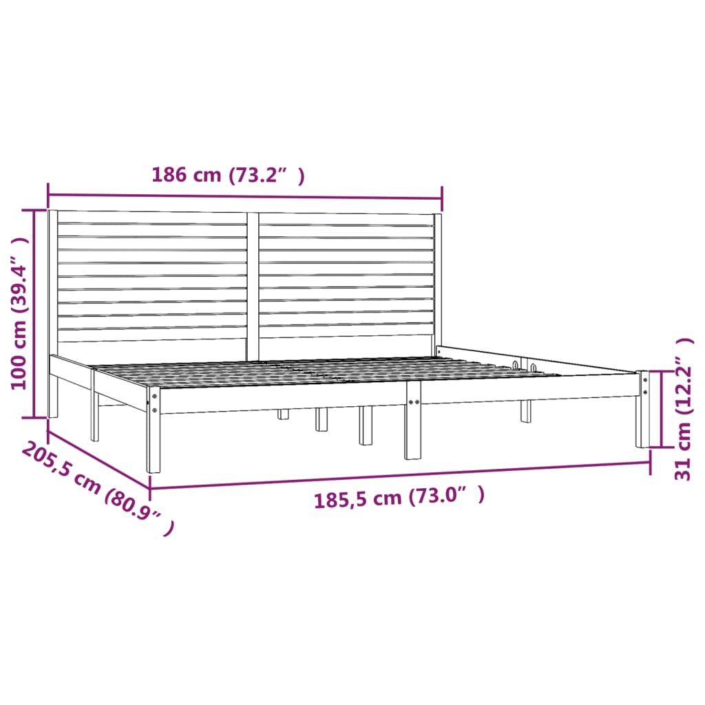 Cadre de lit sans matelas en bois massif pour la chambre, 180 × 200 cm - 6