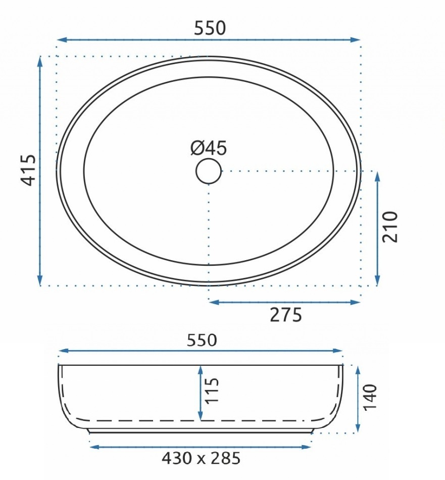 Umywalka Nablatowa Rea Queen Biały 55 X 41,5 - 4