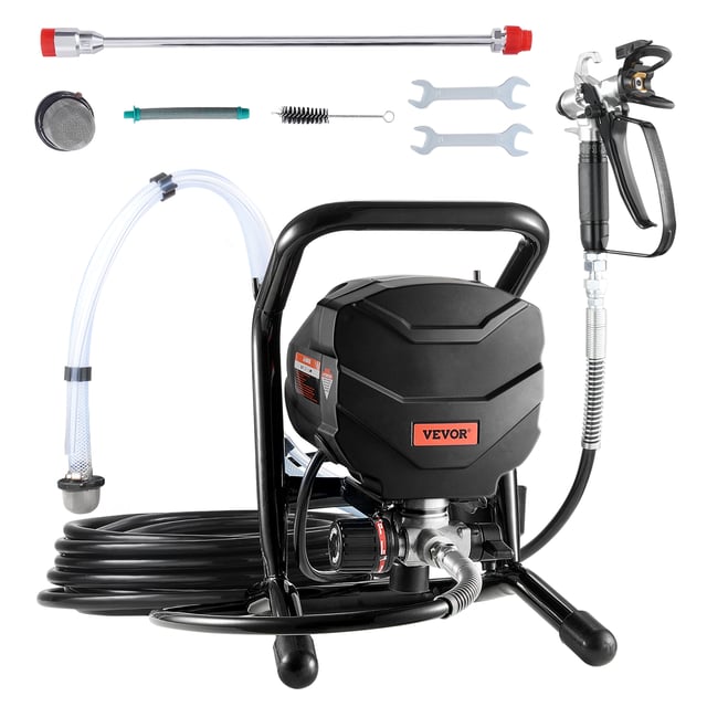 Pulvérisateur Airless VEVOR 650W,Pistolet Peinture 3000 PSI,Haute Pression,Tige d'Extension & Kit Nettoyage,Peinture Intérieure Extérieure
