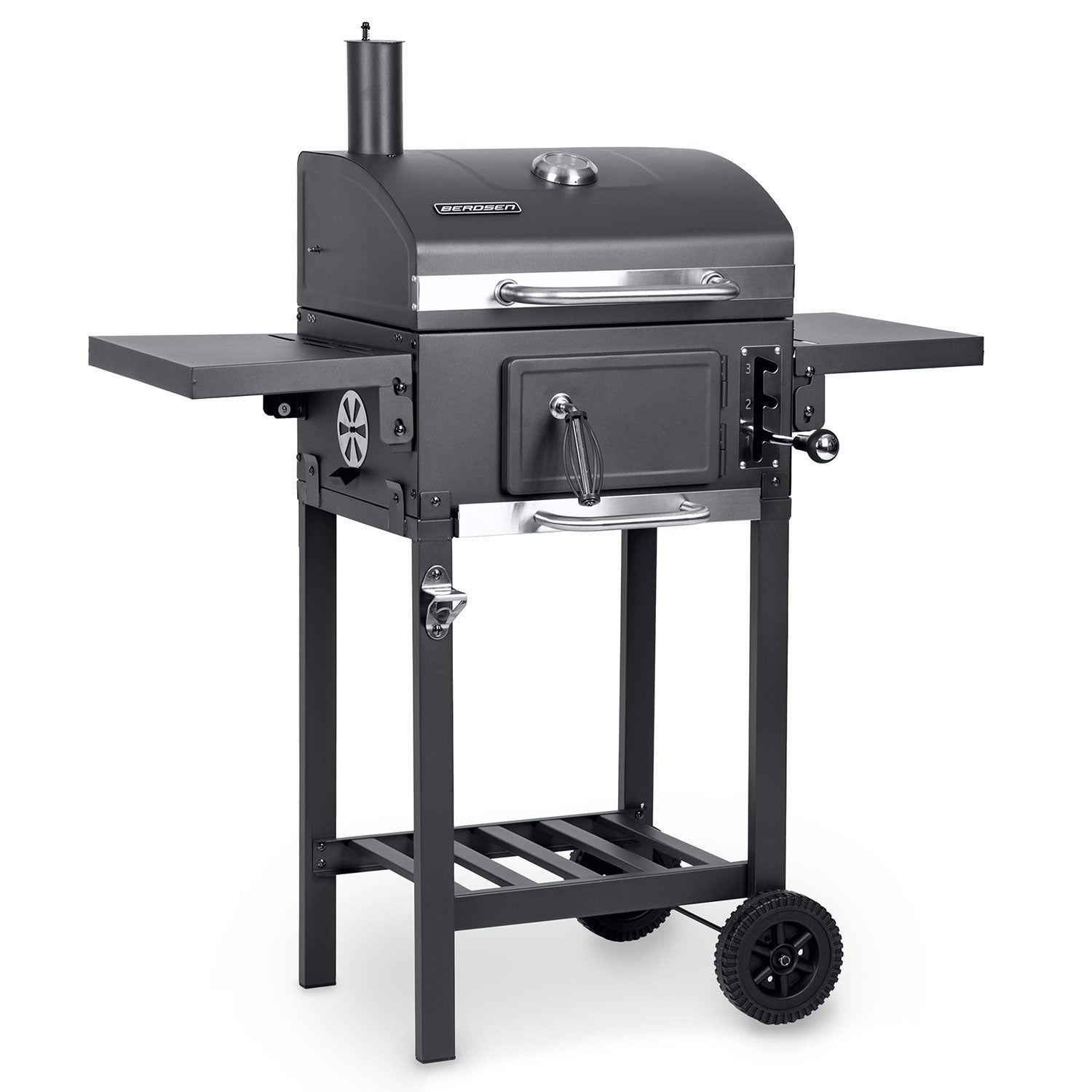 Grill węglowy ogrodowy komin żeliwny ruszt z pokrywą Berdsen BD-892 popielnik + termometr