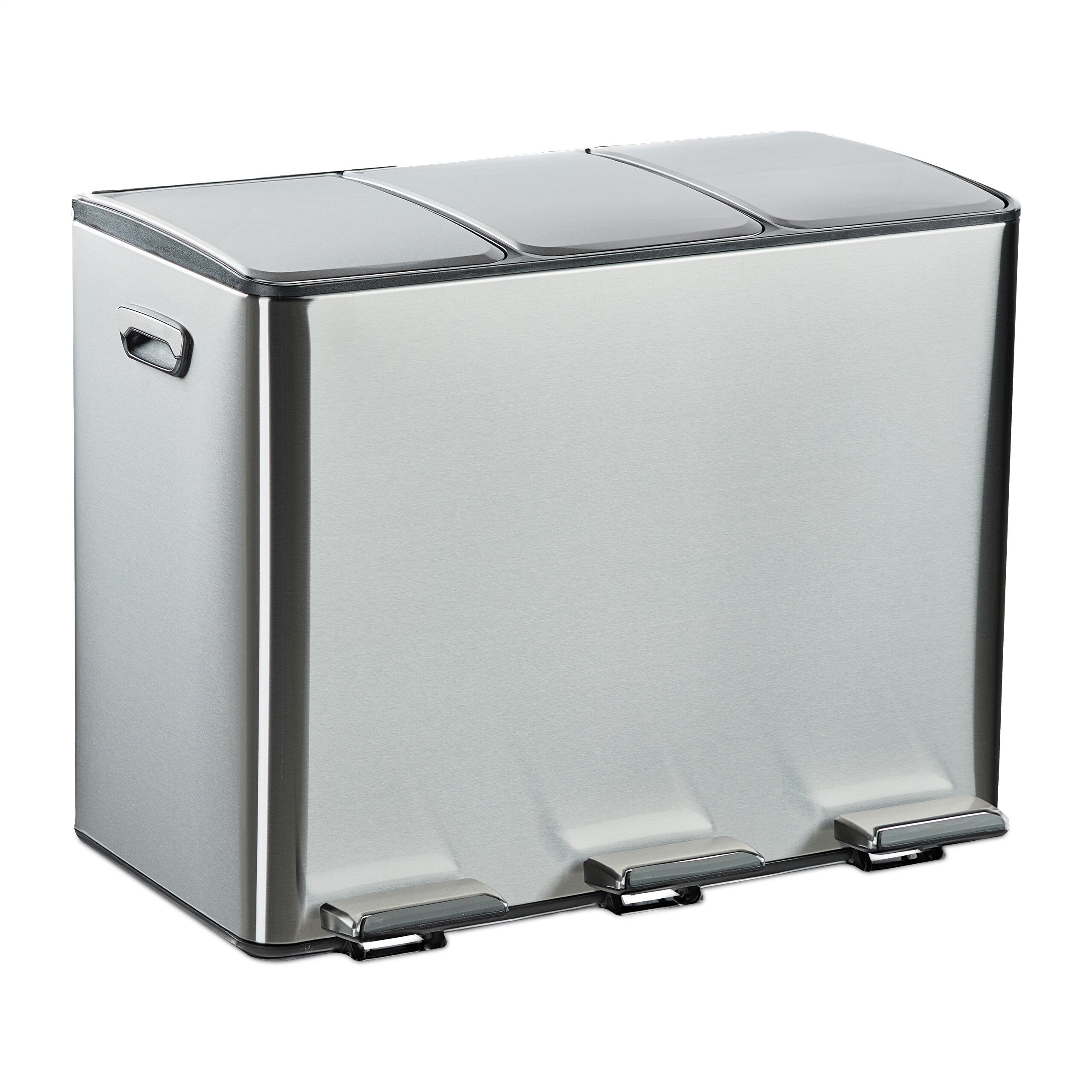 Poubelle De Cuisine 2x30 Litres - Avec Pédale - Couleur Beige Et Argenté - Seaux Amovibles
