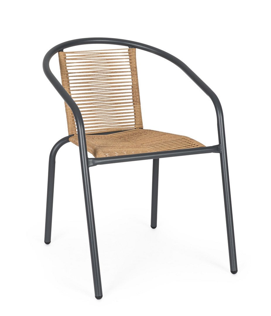 Zestaw 6 krzeseł ze stalowymi podłokietnikami oraz siedziskiem i oparciem z włókna syntetycznego, antracyt