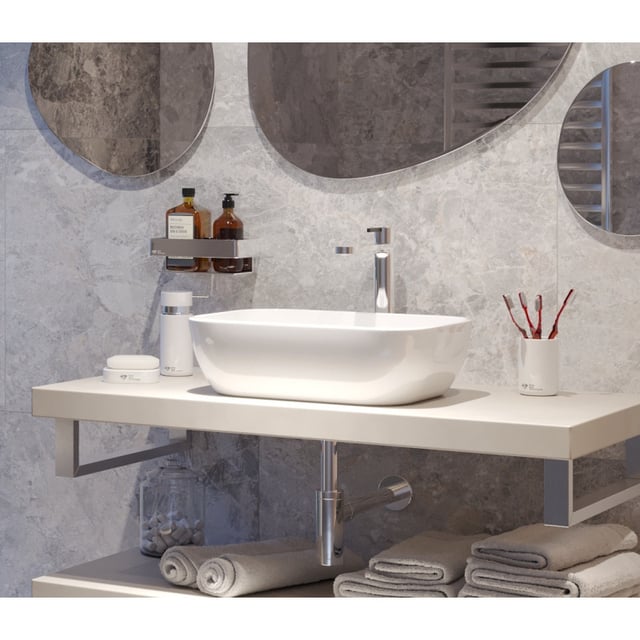 Swiss Aqua Technologies Infinitio Lavabo freestanding 45,5x32,5 cm, senza sfioratore, bianco brillante (SATINF4532)