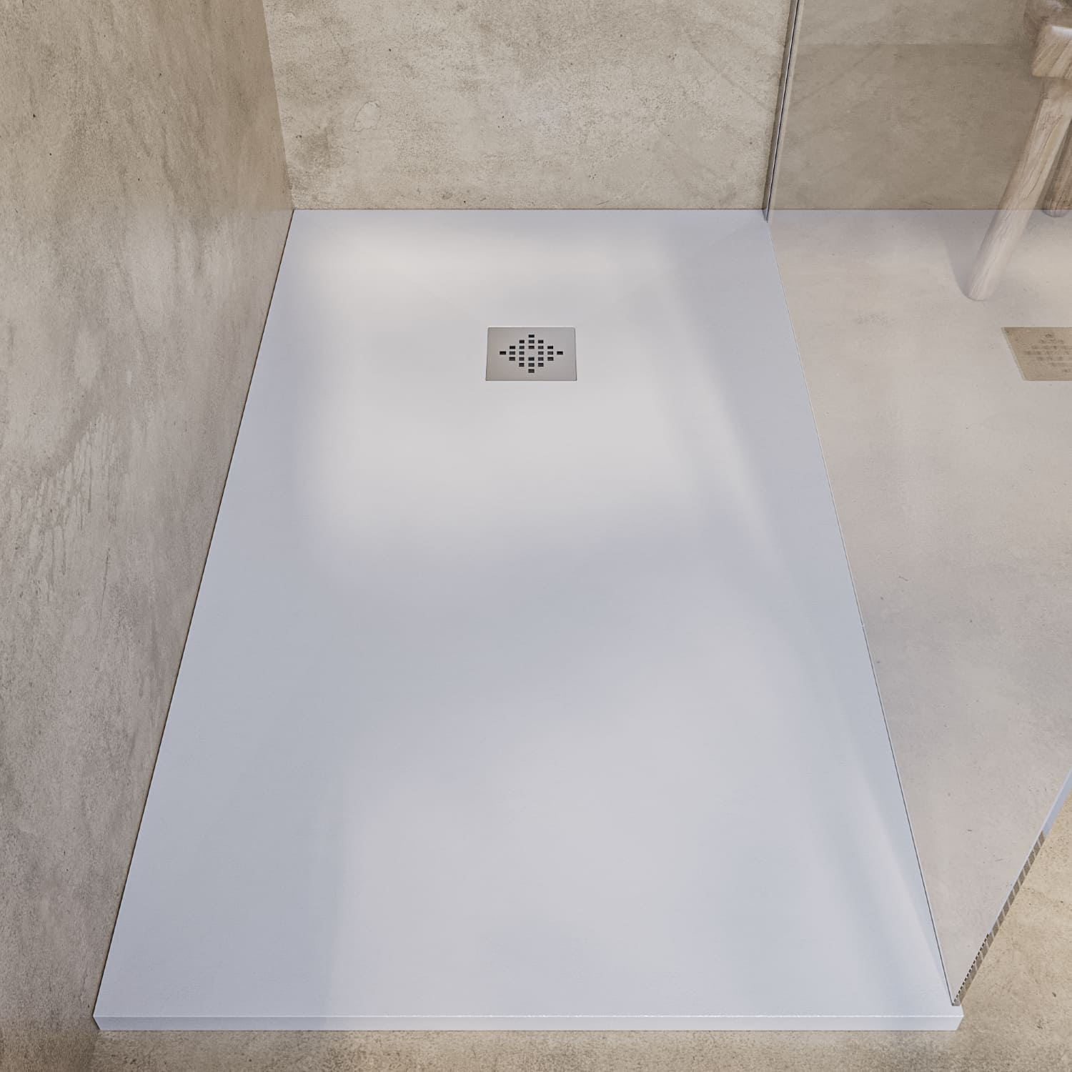 SOULHOME Receveur de Douche -Résine -Gel Coat -Texture Lisse/Pierre -Antidérapant -Couleur Blanc - 200x90- Extra plat 3cm. Standard - 4