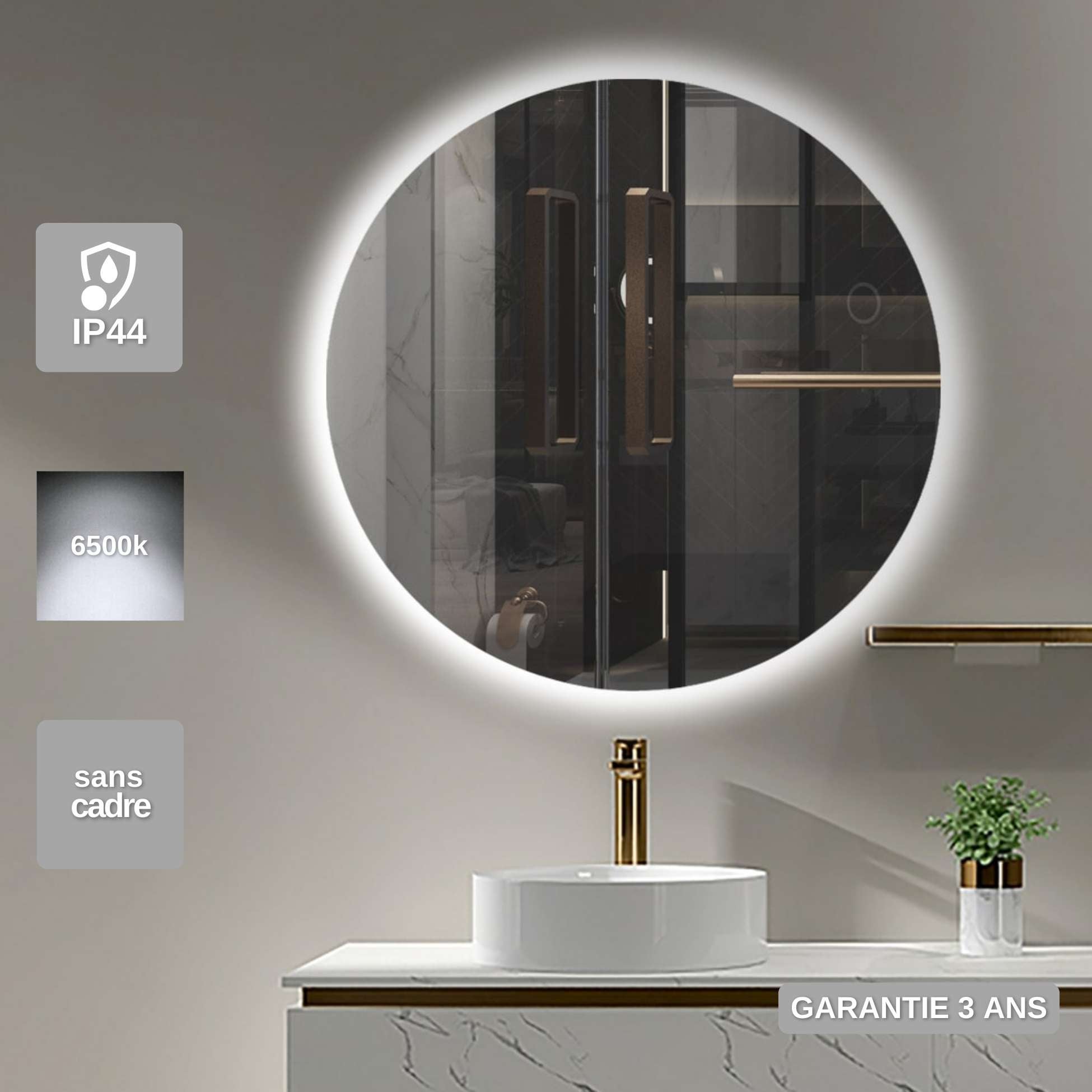 Miroir De Salle De Bain LED Personnalisé Dubai - Éclairage Moderne - Dimensions Variables - Neuf