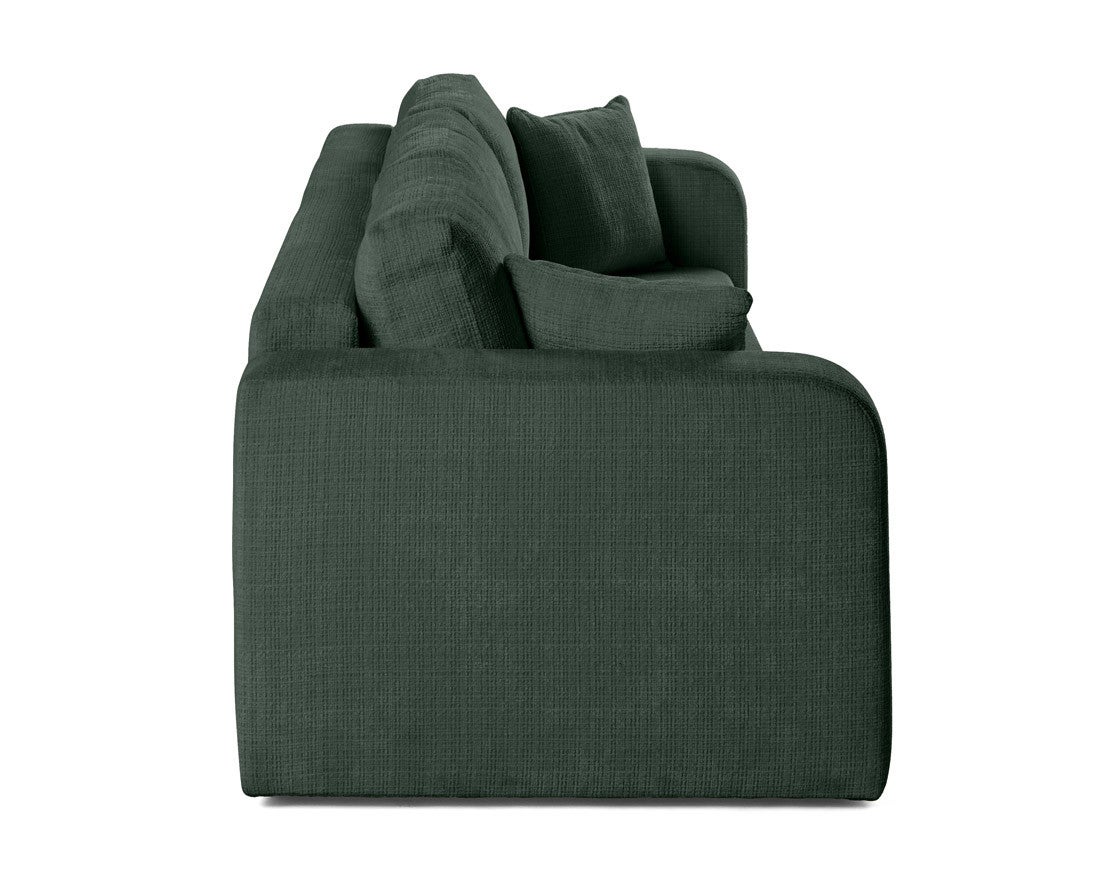 Canapé droit convertible 3 places avec coffre en velours texturé vert - MIRO - Best Mobilier - 8