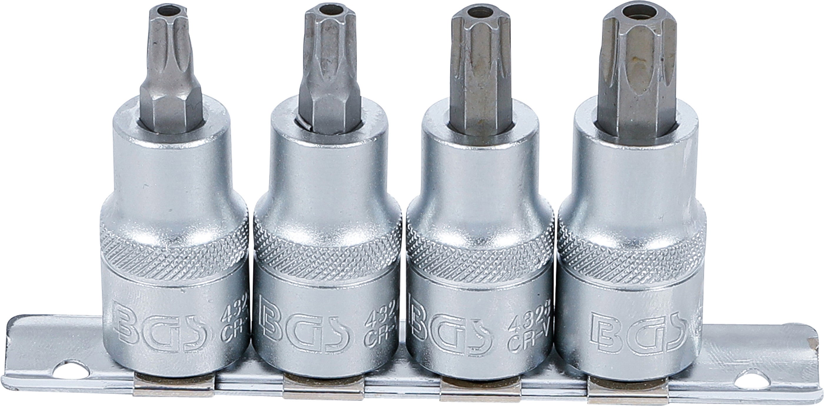 BGS Zestaw bitów, napęd kwadratowy wewnętrzny 12,5 mm (1/2") profil T (do Torx) z otworem T40 - T55 4 szt. - 8885