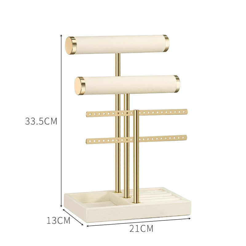 Présentoir à bijoux blanc avec plateau, idéal pour ranger bracelets, colliers, boucles d'oreilles et bagues, étagère de rangement multifonctionnelle. - 7