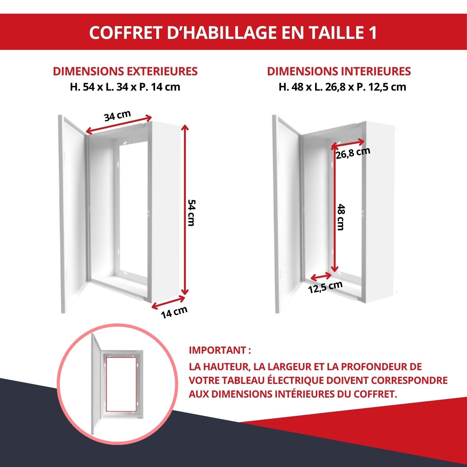 Coffret d'habillage ATOLE 13 modules en acier blanc avec serrure à clef - H 54 x L 34 x P 14 cm - Réf. RCH100GSS - 4