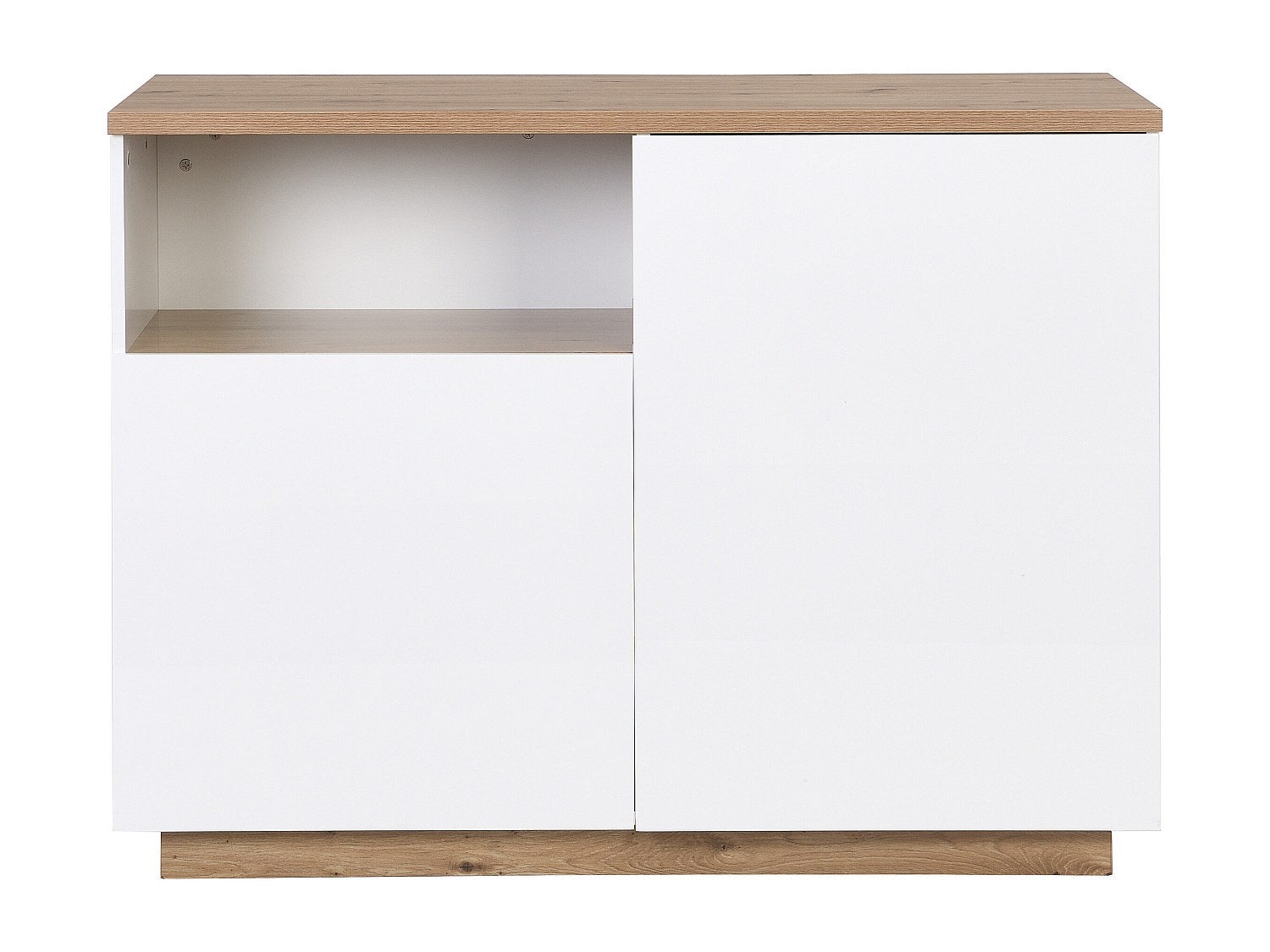 Ilot central de cuisine avec 2 portes et 1 niche en MDF - Naturel et blanc - CORELINA - 2