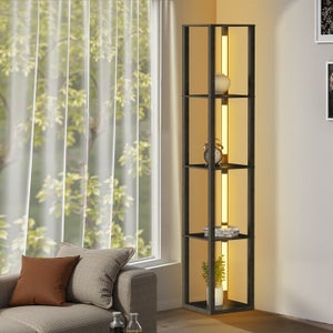 BAKAJI Lampada Piantana Da Terra Moderna 160cm – Paralume In Tessuto, Base Rotonda Cromata, Accensione A Pedale, Attacco E27 (Lampadina Esclusa), Grigio