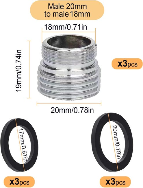 Kit Adattatori Per Rubinetto 16 Pezzi - Filettature 16-28 Mm, In Ottone, Per Collegare Tubi, Filtri E Aeratori