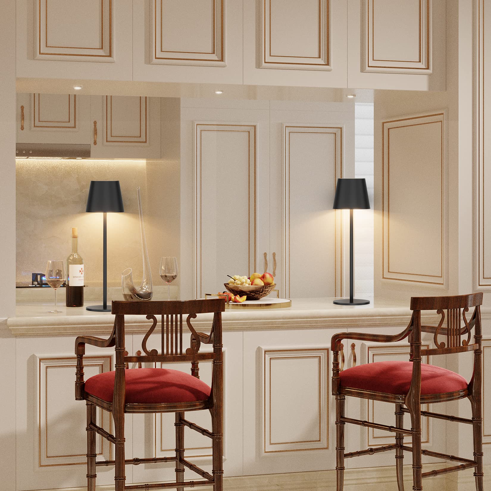 Lampes de table sans fil, lampe de bureau LED rechargeable, lampe tactile sans fil avec gradation continue 3 températures de couleur - 7