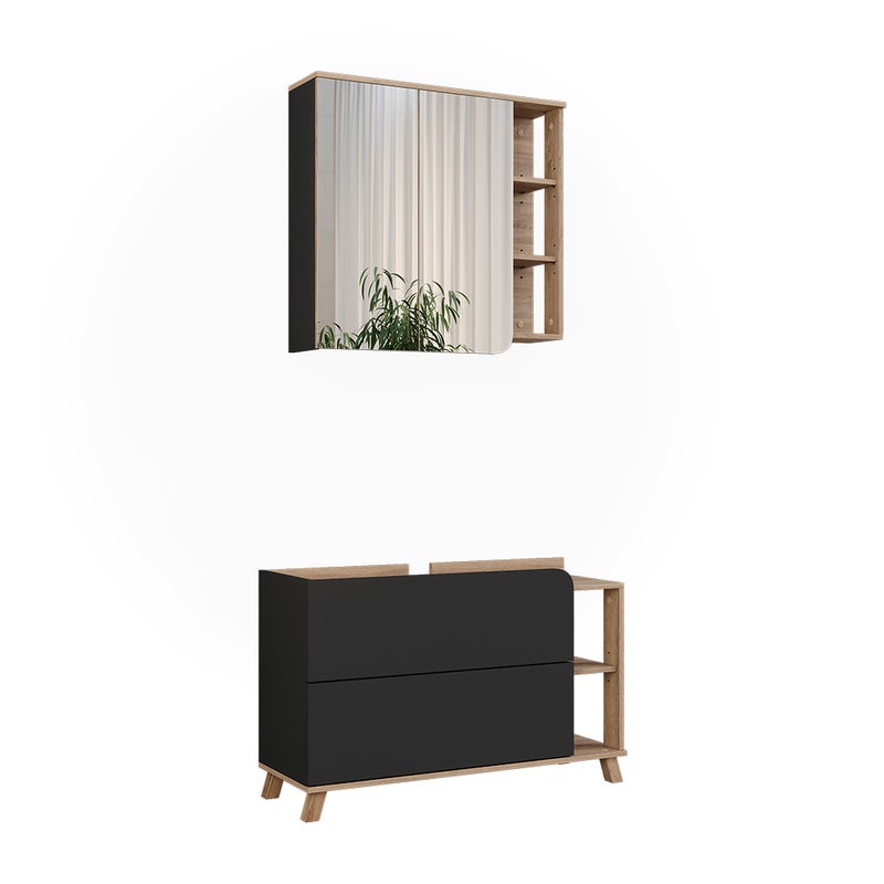 Vicco Zestaw mebli łazienkowych Karen, Sonoma/antracyt, 2 części