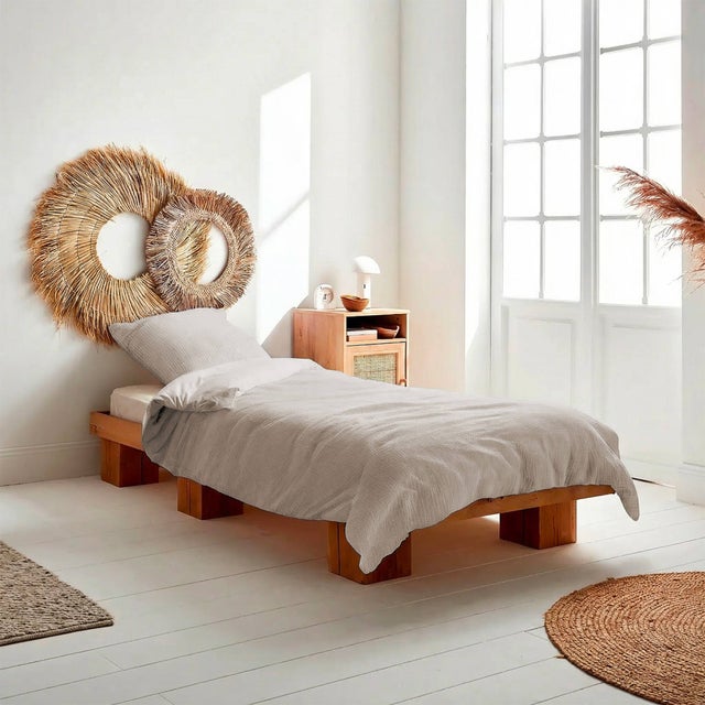 Parure de lit gaze de coton galet 140x200cm - Alix