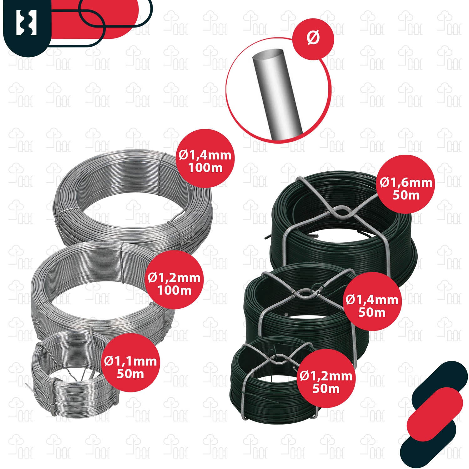 Fil de Jardin Galvanisé t gainé de PVC, diamètre 1,4 mm - 50 m - Fil de Serrage - Fil de Clôture - Pour Attacher des Plantes - KOTARBAU - 6