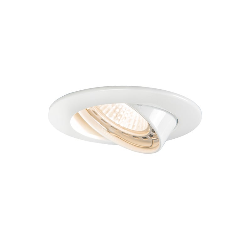 Qazqa reflektory wpuszczane - Edu - biały, gu10, max. 50w, kompatybilny z żarówką LED, 8.2cm, okrągły, IP20oświetlenie