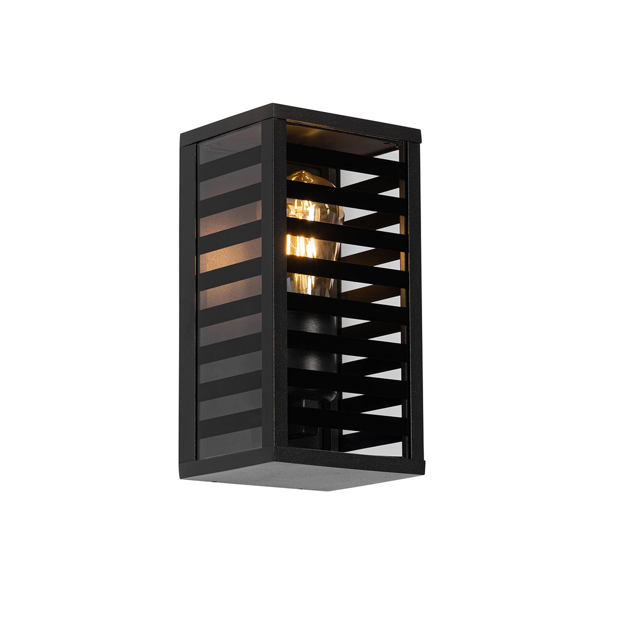 Qazqa nowoczesny lampa ścienna zewnętrzna ze szkłem do ogród - Reims - czarny, max. 40w, kompatybilny z żarówką LED, e27, 14cm
